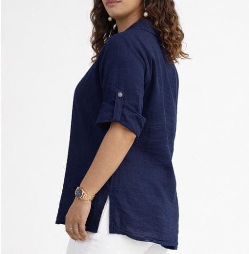 Indigo Grace Linen Top 2