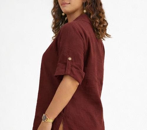 Maroon Ease Linen Top  2