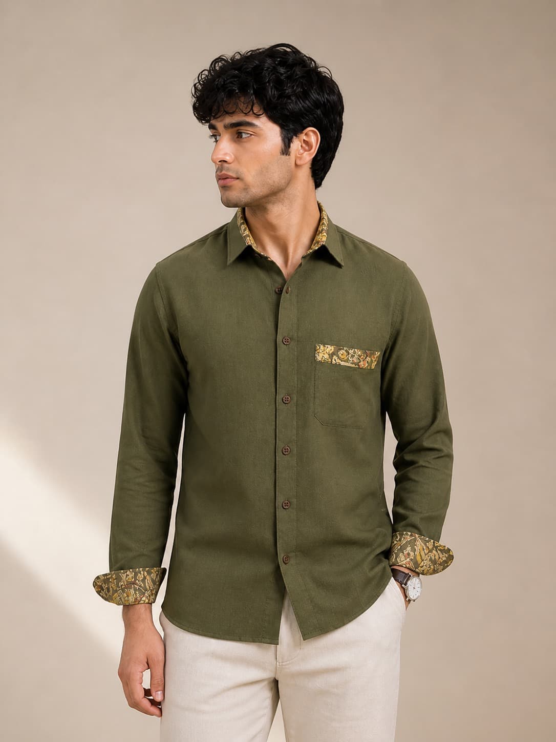 praneiz linen kalamkari shirt 