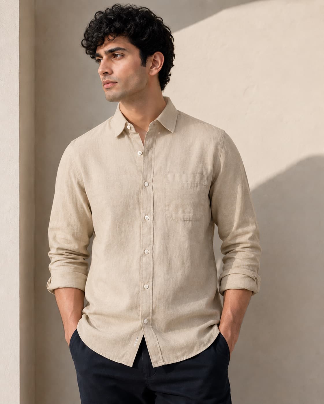 Desert Sand Cotton-Linen Shirt