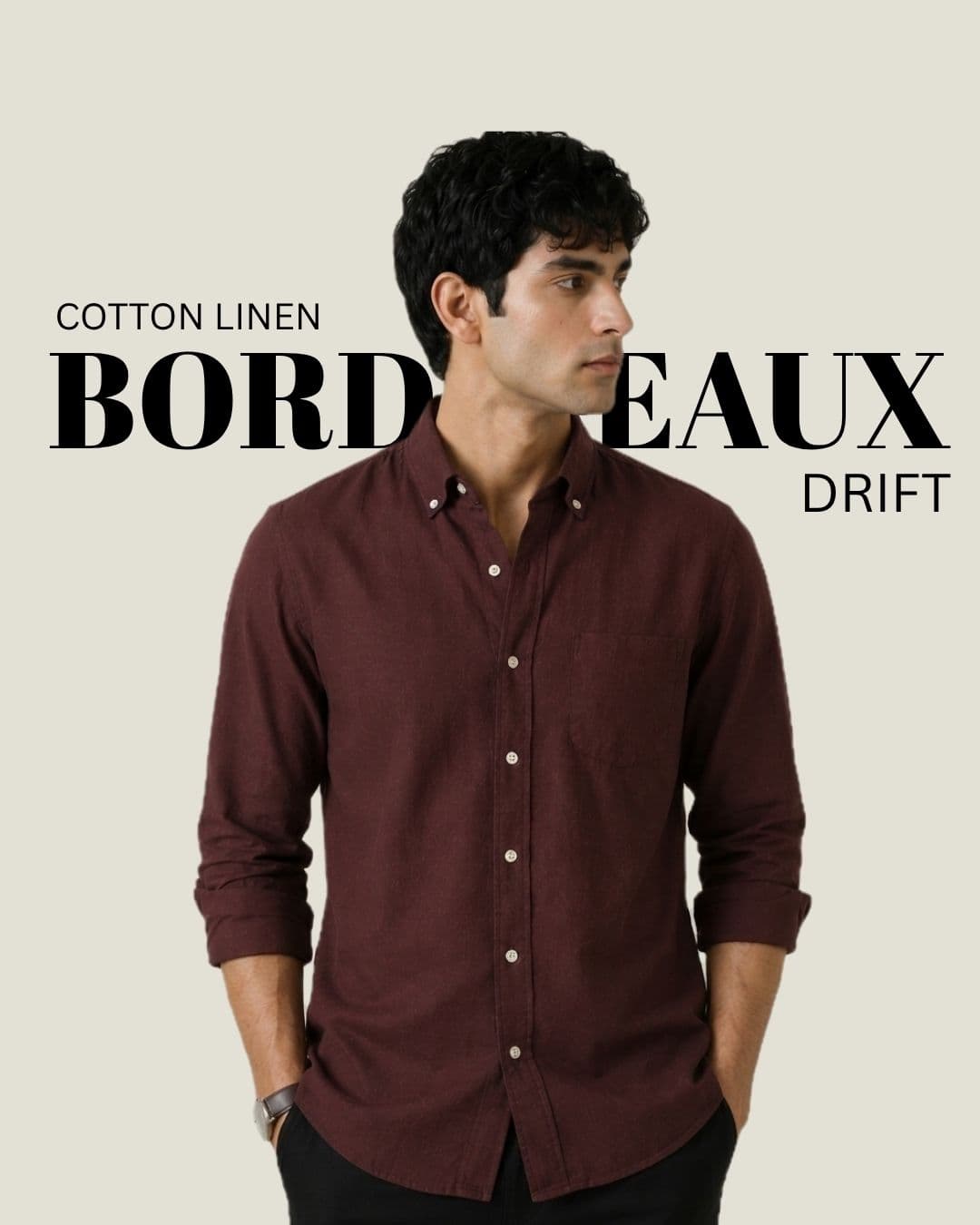 Bordeaux Drift Cotton-Linen Shirt