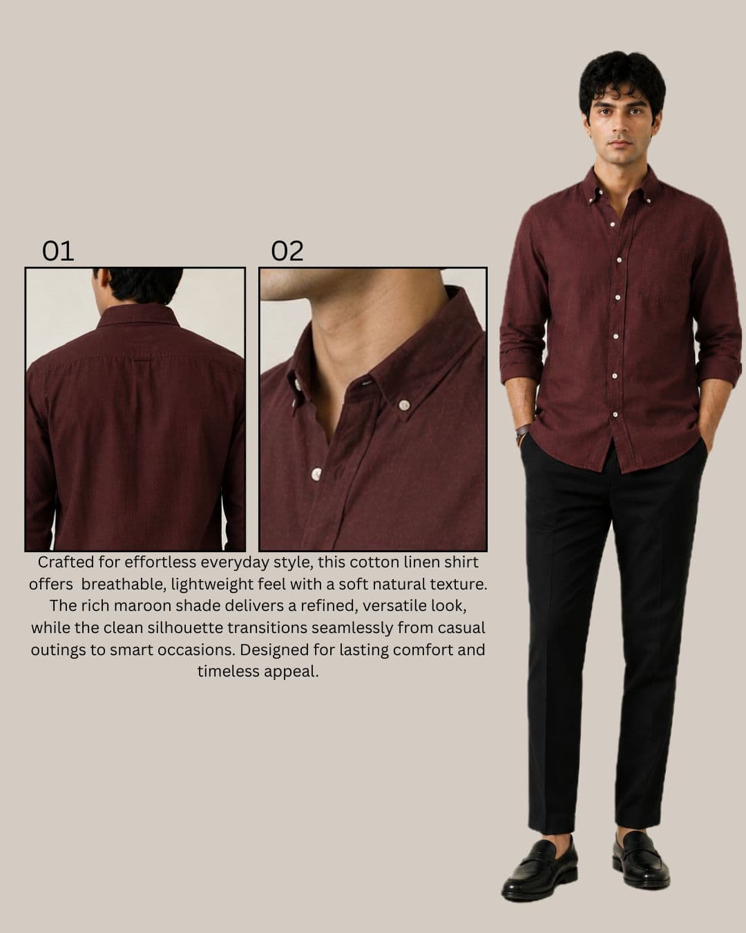 Bordeaux Drift Cotton-Linen Shirt 4